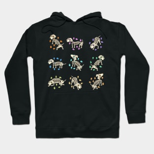 Colorful wiener dog Skeleton Day of the Dead Candy Skeleton Pack Hoodie